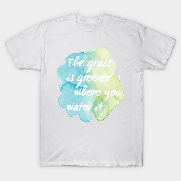 Grass is Greener Watercolor Splotch T-Shirt by VioletGrant